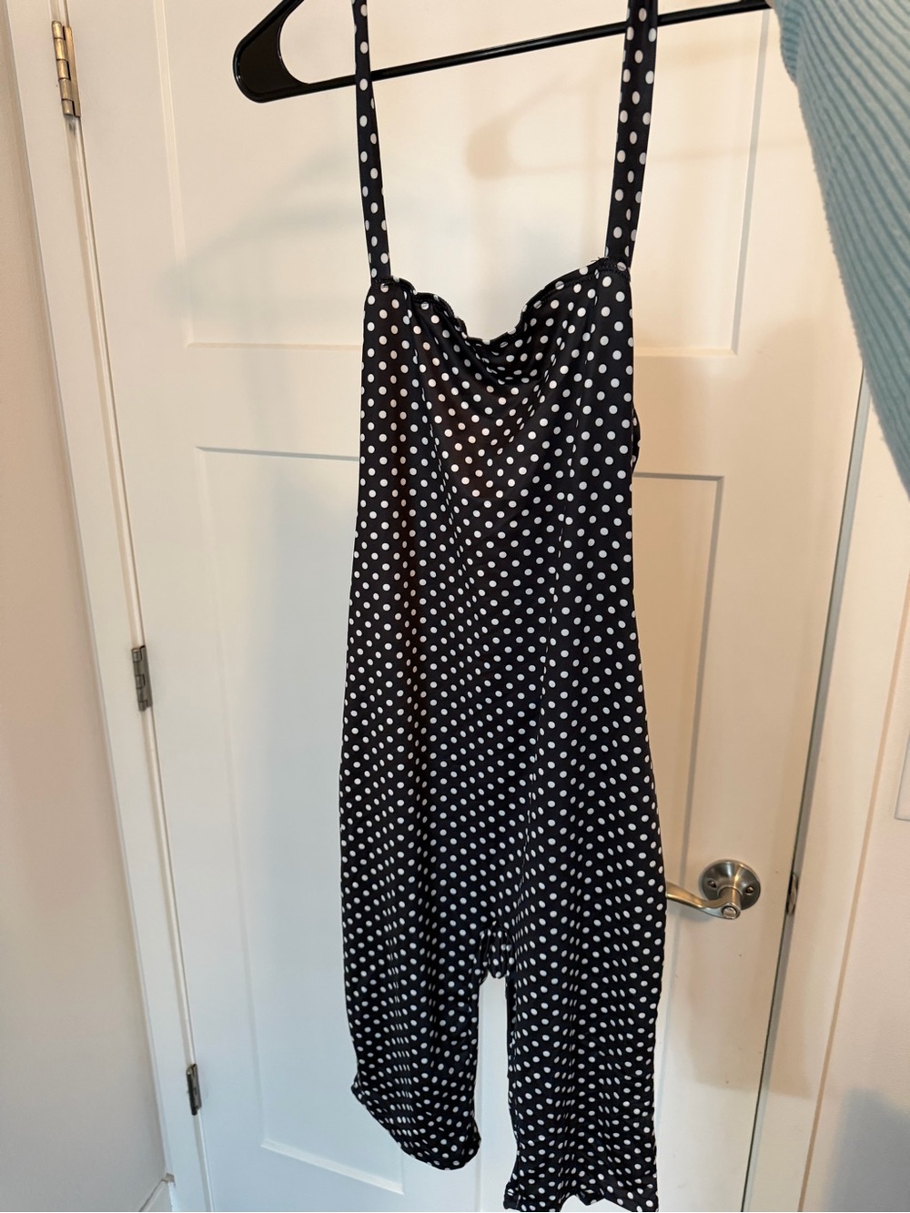 Polka Dot Capri Jumpsuit - Black/White